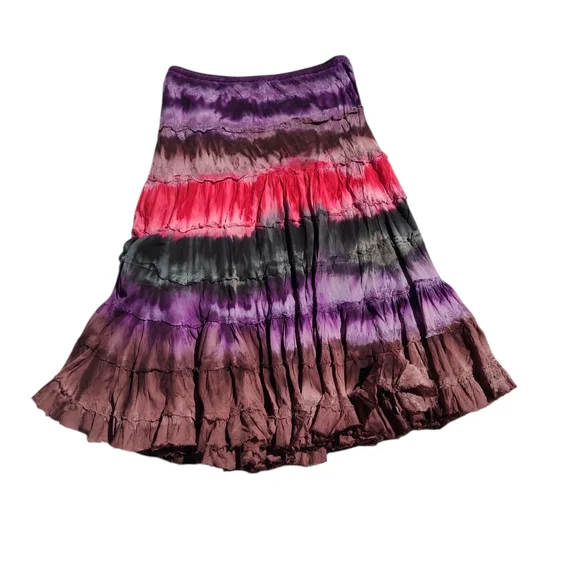 Multicolor Tiered Women's Skirt - Picture 2 of 5